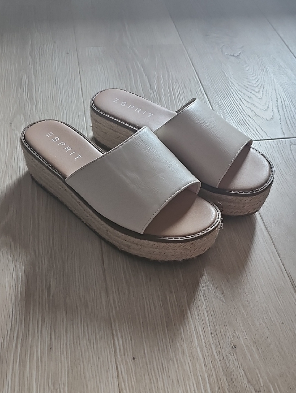 Esprit Cream Slide Platform Espadrille Sandals